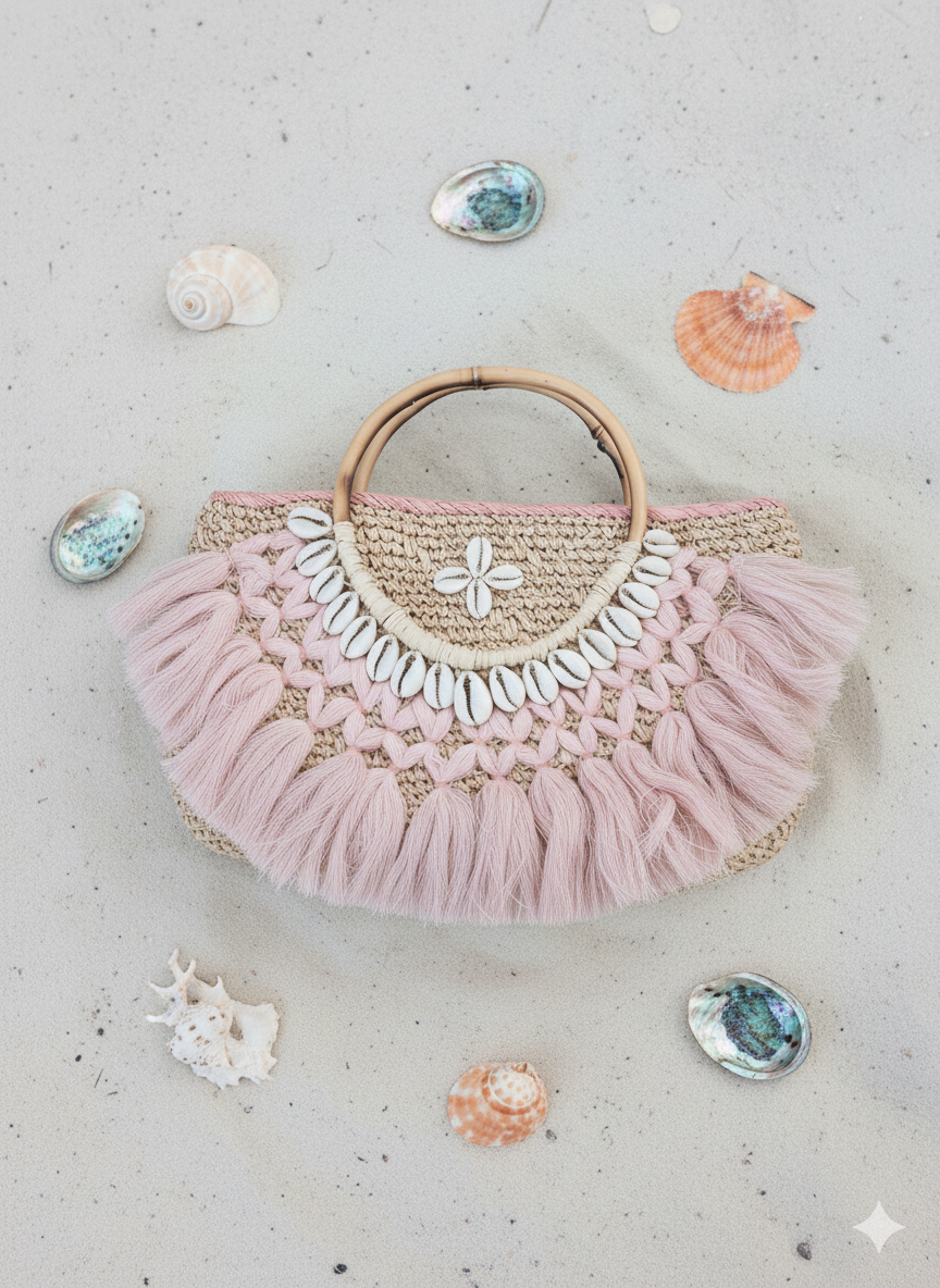 artisanal woven raffia bag for summer and beach