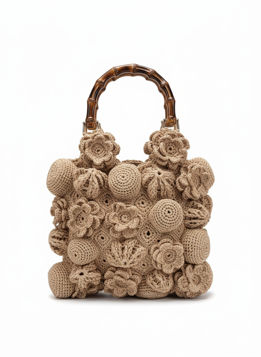 crocheted raffia bag artisane