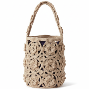 Handcrafted crochet vintage boho design with unique artisanal texture